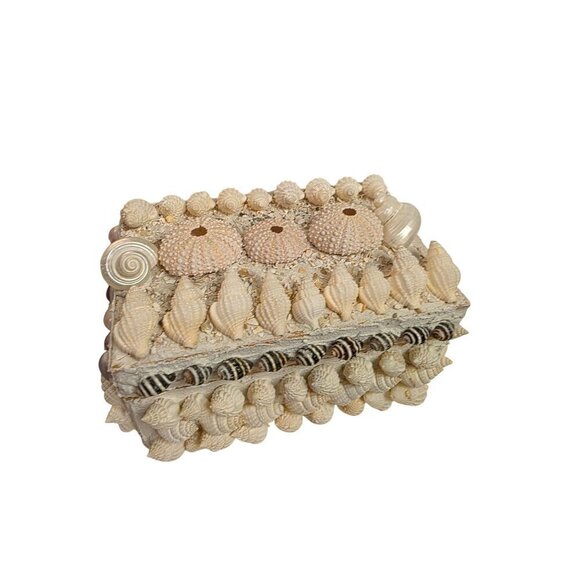 Handmade Wooden Box With Seashells & Sea Urchins Decorative Lid - Picture 7 of 14
